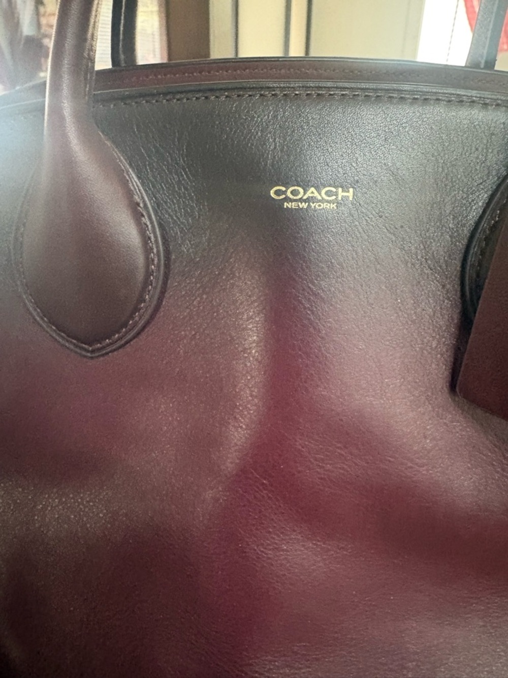Coach Burgundy Leather Satchel with Gold Logo - Picture 8 of 16